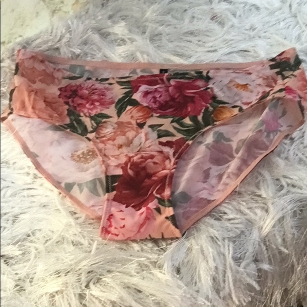 New Women’s Feminine Floral Print Mesh Briefs Lingerie